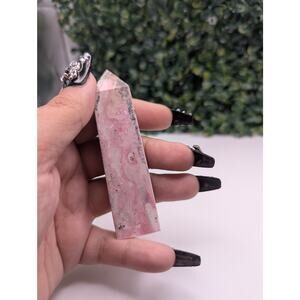 Pink High quality Peruvian Rhodonite tower tourmaline inclusions witchy fairy